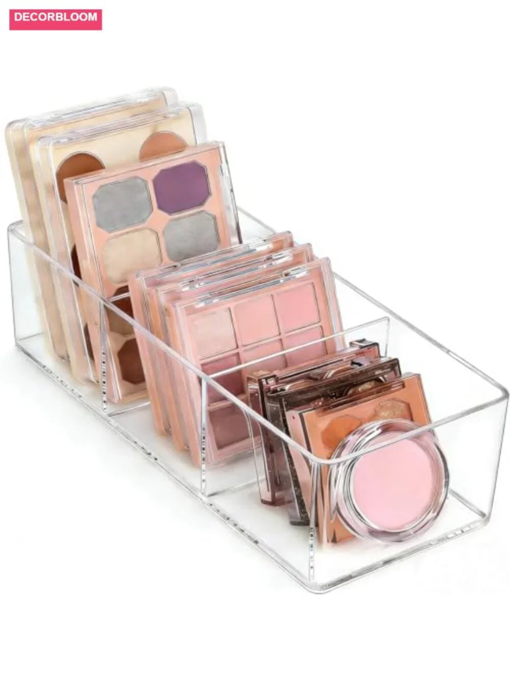 Clear Acrylic Stackable Makeup Organizer - 3 Compartment Cosmetic Storage for